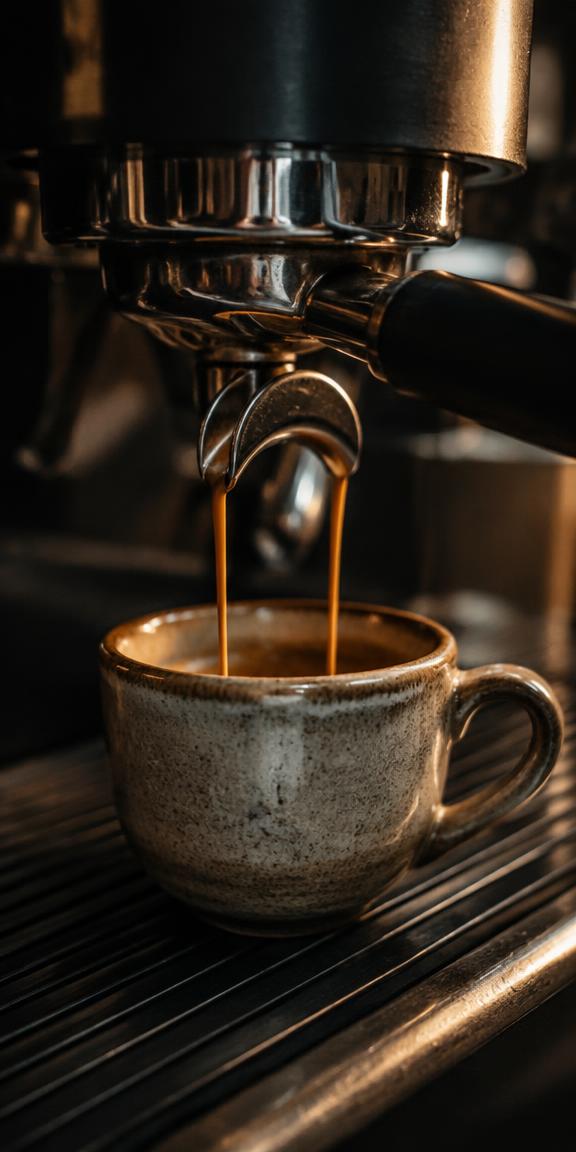 Espresso pouring into a cup